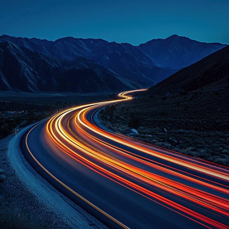 Winding Mountain Pass Captured in Long Exposure With Stunning Light Patterns